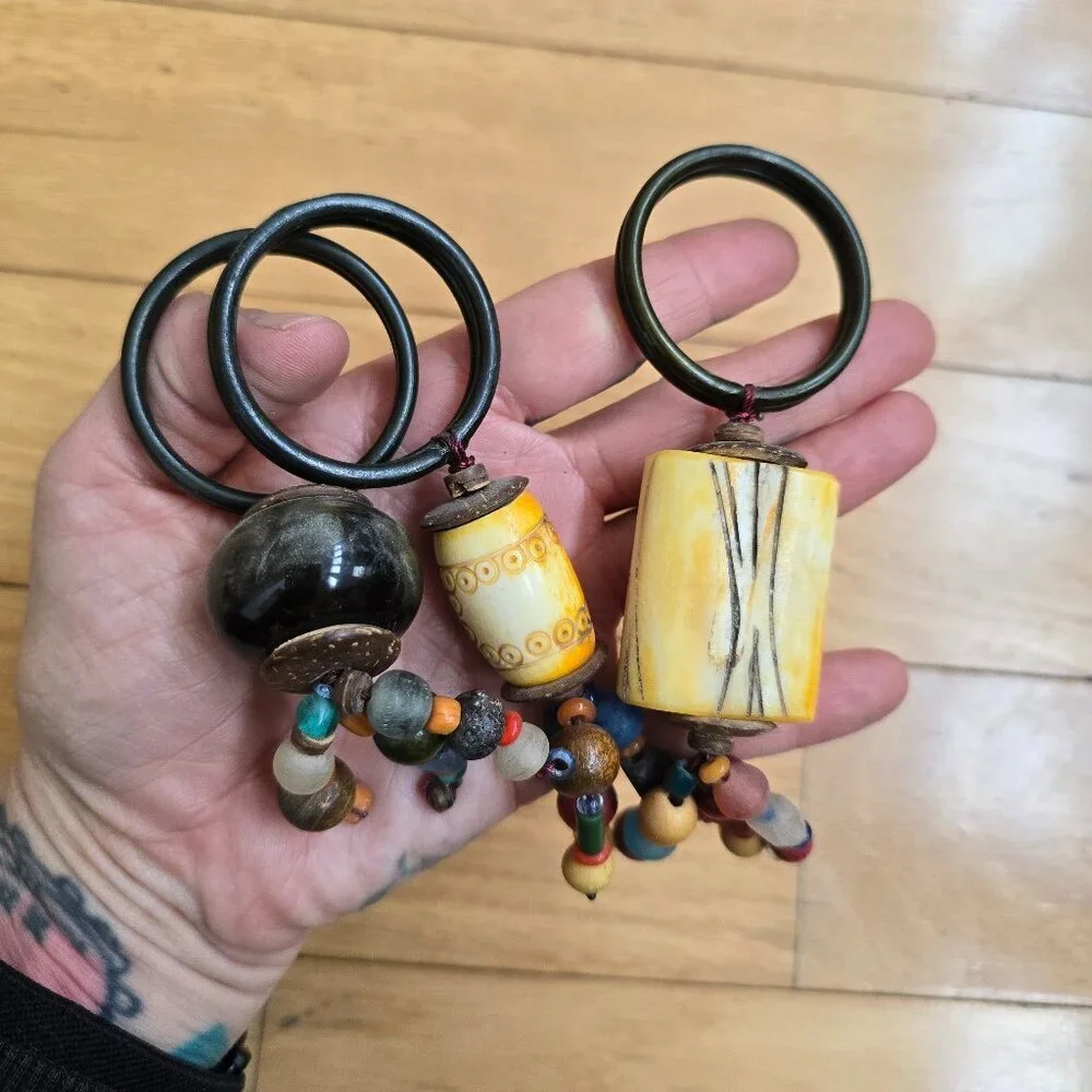 vintage Y2K | rustic boho multicolor chunky bead napkin holders